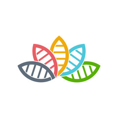 DNA Biology group of leaves logo. Vector graphic design