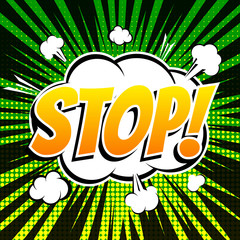 Stop comic book bubble text retro style