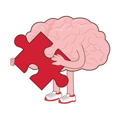human brain with puzzle piece icon