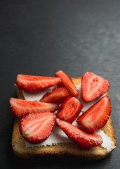 toast with feta and strawberries