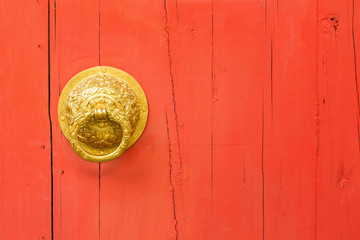 Brass door handle and knocker