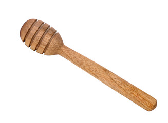 wooden honey stick isolated on white background