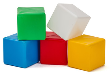 Fototapeta premium Bright colored childrens cubes, isolated on white background