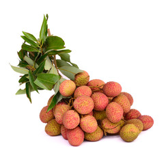 ripe lychee isolated on white background