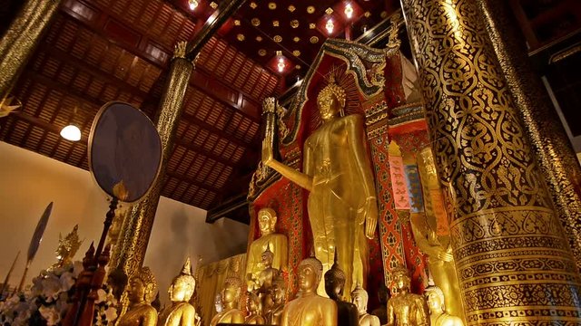 Bhudda in Wat Chiang Man, Chiang Mai, Thailand. Zoom out.