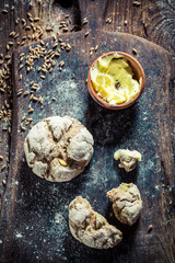 Healthy buns with butter for breakfast