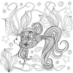 hand drawn decorated cartoon fish