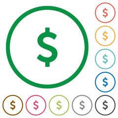 Dollar sign outlined flat icons