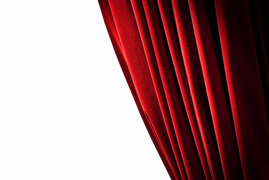 Red curtains on the white background