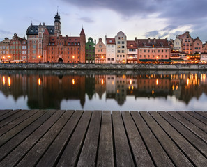 background with wooden floors and characteristic buildings of gd