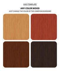 Natural wooden background. Four color variations and potential change colors