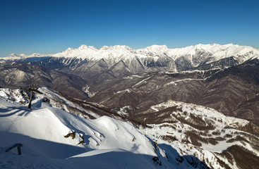 Mountains near the ski resort of Rosa Khutor in Krasnaya Polyana. Sochi, Russia