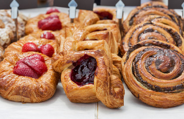Freshly baked goods in organic bakery