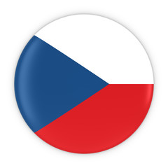 Czech Flag Button - Flag of Czech Republic Badge 3D Illustration