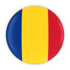 Fototapeta premium Romanian Flag Button - Flag of Romania Badge 3D Illustration