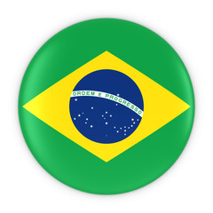 Brazilian Flag Button - Flag of Brazil Badge 3D Illustration