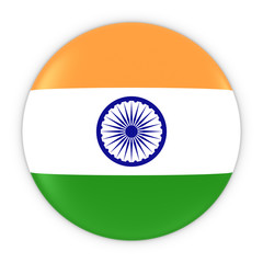 Indian Flag Button - Flag of India Badge 3D Illustration