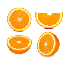 set of slice orange fruit isolated on white background