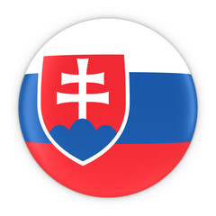 Slovakian Flag Button - Flag of Slovakia Badge 3D Illustration
