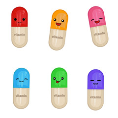 Cartoon medical capsules