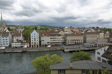 The charming architecture of the largest Swiss city of Zurich