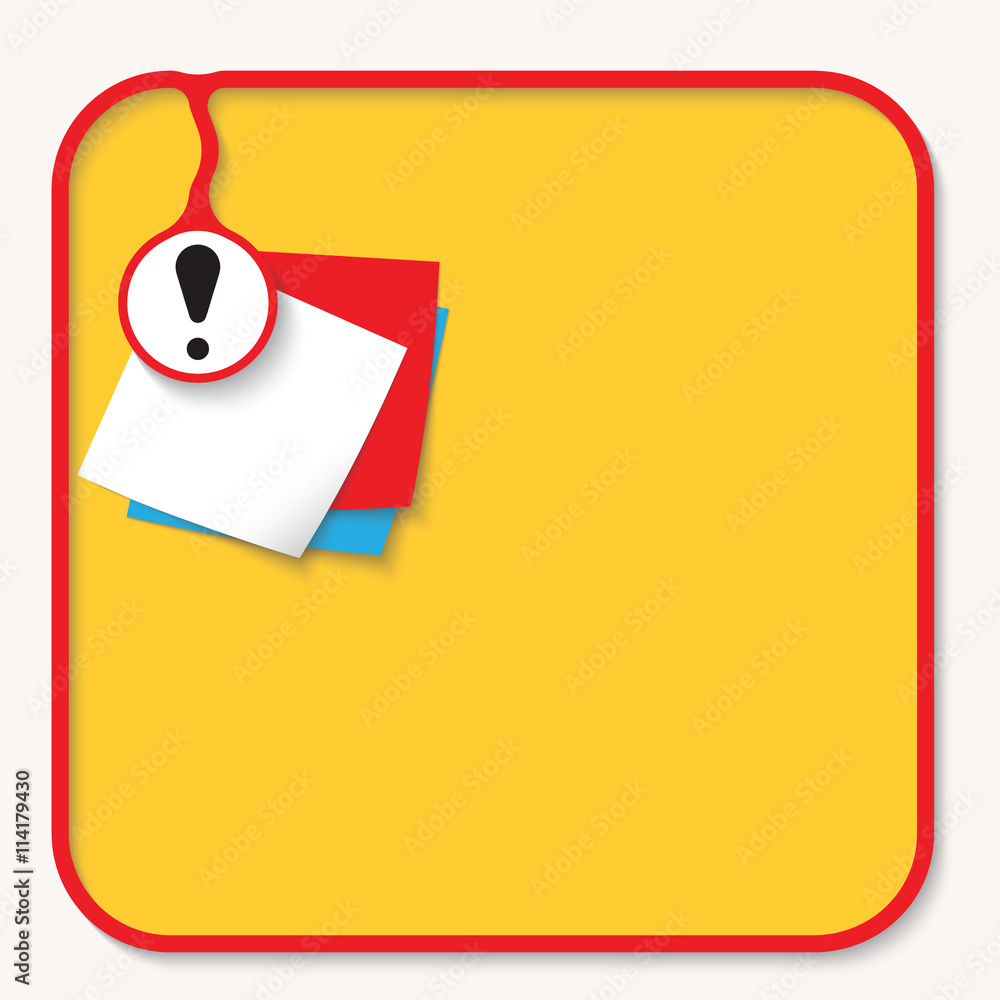 Poster text box for fill your text with exclamation mark and slips of paper