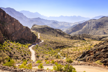 Mountain road in Oman - obrazy, fototapety, plakaty