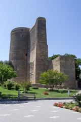 Fototapeta na wymiar The Maiden Tower in the Old City, 12th century fortification, Baku Azerbaijan