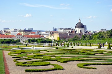 Garden of Belvedere Palace in Vienna, Austria