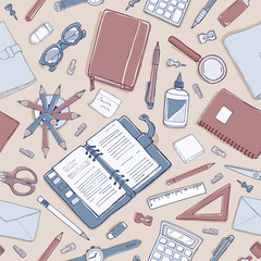 Vector seamless stationery pattern