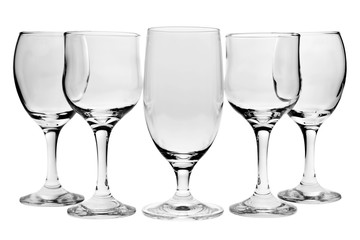 Empty glasses isolated on white