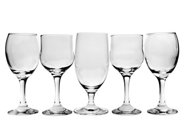 Empty glasses isolated onwhite background