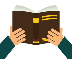Book and hand. Reading concept. Vector graphic