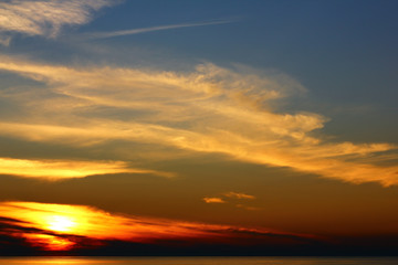 The sunset at the sea