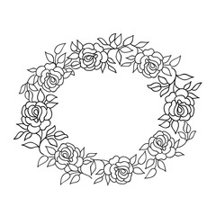 Floral frame Flourish oval wreath background Flower rose border greeting card