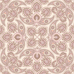 Floral seamless pattern. Geometric flower ornament Oriental flourish background.
