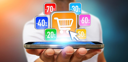 Young man shopping during sales period