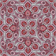 Flourish tiled pattern. Abstract floral geometric seamless ornament