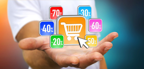 Fototapeta premium Young man shopping during sales period