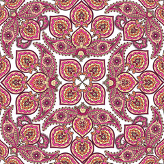 Floral seamless pattern. Geometric flower ornament Oriental flourish background.