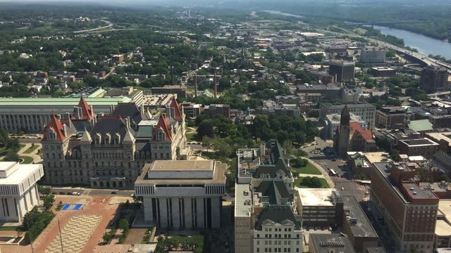 4K UltraHD An aerial of the Albany legislature