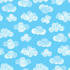 Abstract swirl cloud shapes geometgrical tiled pattern. Cloudy sky ornament