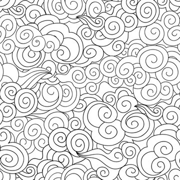 Abstract swirls seamless pattern Ocean wave background