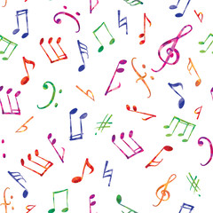 Musical pattern. Music notes and signs seamless background