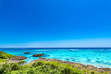 Sea, coast, shore, landscape, seascape. Okinawa, Japan, Asia.