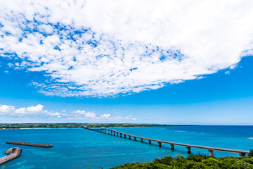 Sea, sky, clouds, landscape. Okinawa, Japan, Asia.
