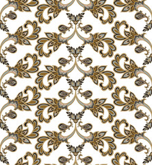 Floral seamless pattern. Flower geometric ornament. Floral oriental texture