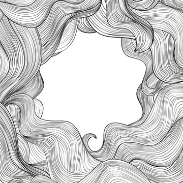 Abstract Wave Frame Background Hair Outline Background.