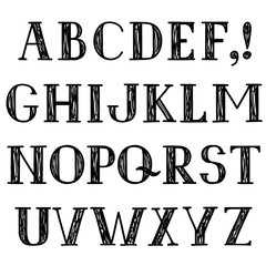 Alphabet Grunge line decorative font Hipsters sketched letter characters