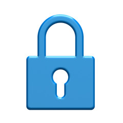 Padlock security device. 3D rendering illustration